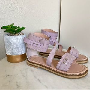 New ASOS Lilac Purple Leather Flats Sandals